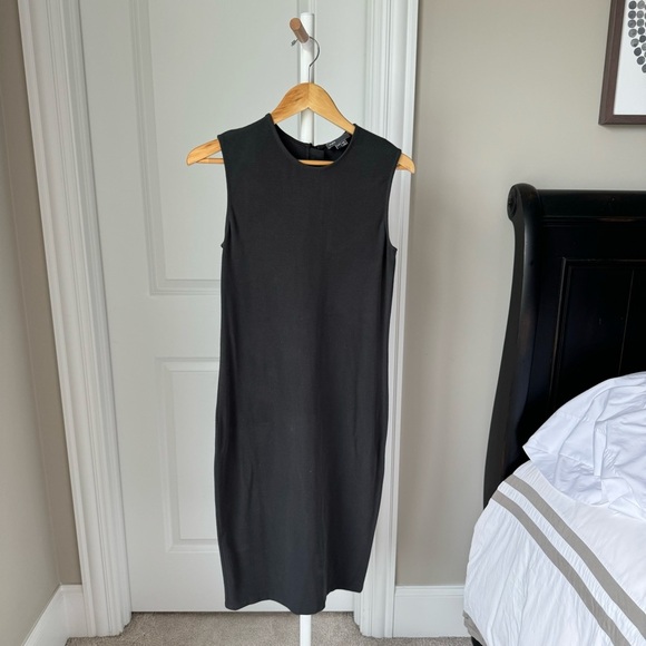 Vince Charcoal Grey Sleeveless Midi Sheath Dress - Picture 3 of 9